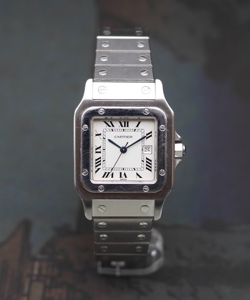 1980s Cartier Santos Stainless ref. 2960 with ghost bracelet and its box