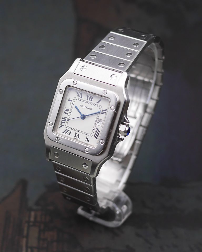 1980s Cartier Santos Stainless ref.2960 full steel ghost bracelet and ...